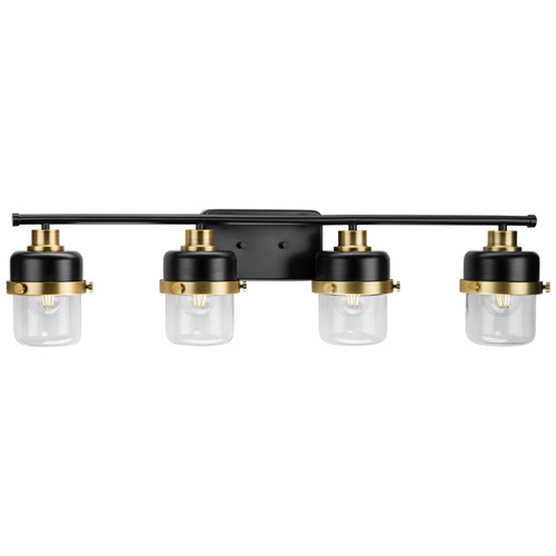 Progress Lighting Progress Lighting Beckner Matte Black & Vintage Brass Bathroom Light P300425-31M