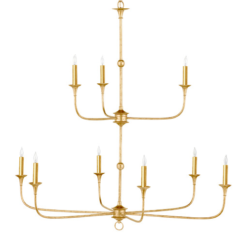 Currey and Company Nottaway Contemporary Gold Leaf & Gold Chandelier