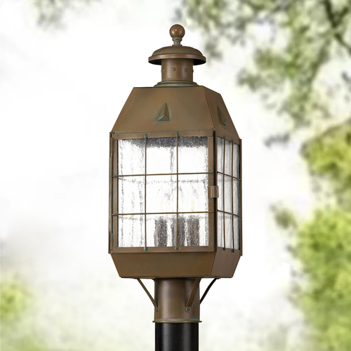 Nantucket 3-Light Post Light in Aged Brass by Hinkley Lighting