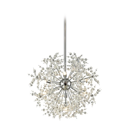 Elk Lighting Mid-Century Modern Crystal Pendant Cluster Light Chrome Snowburst by Elk Lighting 11893/7