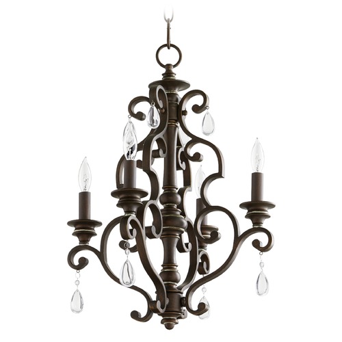San Miguel Vintage Copper Crystal Chandelier by Quorum Lighting