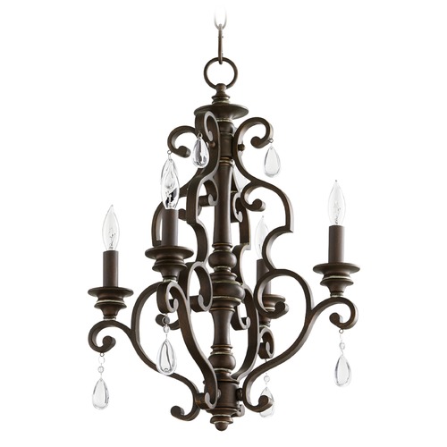 Quorum Lighting San Miguel Vintage Copper Crystal Chandelier by Quorum Lighting 6073-4-39