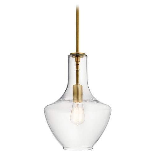 Kichler Lighting Everly 15.25-Inch High Natural Brass Pendant by Kichler Lighting 42141NBR