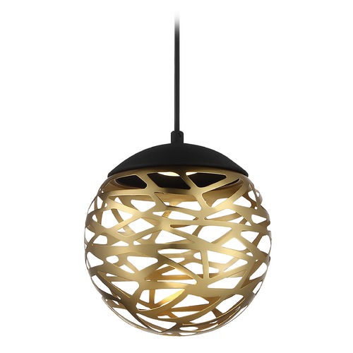 Golden Eclipse LED Mini Pendant in Coal & Honey Gold by George Kovacs