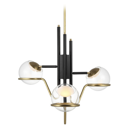 Visual Comfort Modern Collection Avroko Crosby 3-Light LED Chandelier in Black & Brass by VC Modern 700TDCRBY3BNB-LED927