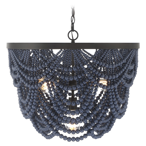 Meridian 24-Inch Beaded Chandelier in Navy Blue & Oiled Bronze by Meridian M100101NBLORB