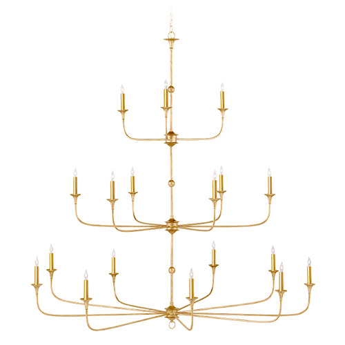 Currey and Company Nottaway Contemporary Gold Leaf & Gold Chandelier