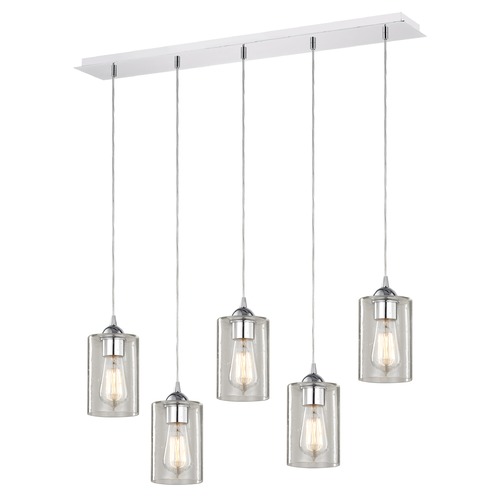 Design Classics Lighting 36-Inch Linear Pendant with 5-Lights in Chrome Finish with Clear Seeded Glass 5835-26 GL1041C