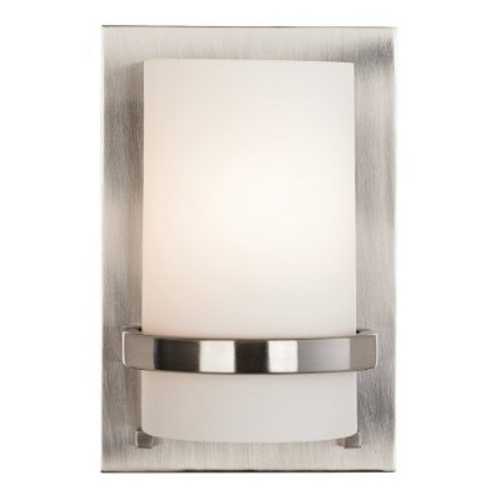Brushed Nickel Wall Sconce with Etched White Glass by Minka Lavery