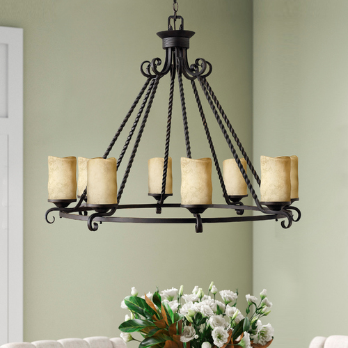 Hinkley Chandelier with Brown Glass in Olde Black Finish 4308OL