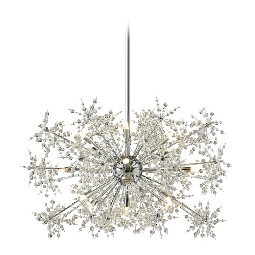 Elk Lighting Mid-Century Modern Crystal Pendant Cluster Light Chrome Snowburst by Elk Lighting 11895/15