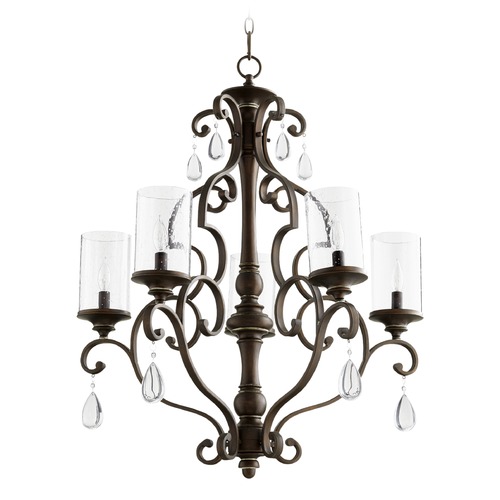 Quorum Lighting Seeded Glass Crystal Chandelier Copper by Quorum Lighting 6073-5-39