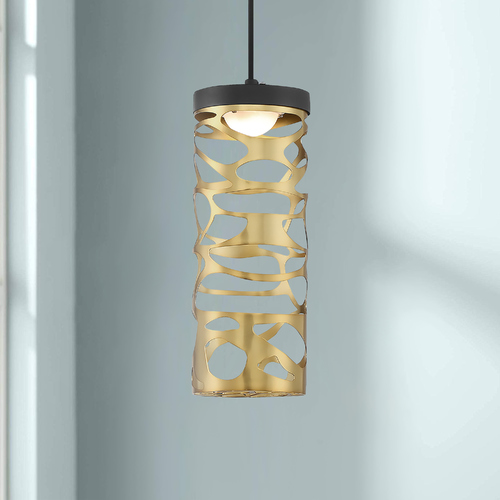 Golden Eclipse LED Pendant in Coal & Honey Gold by George Kovacs