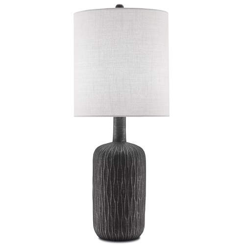 Currey and Company Lighting Currey and Company Rivers Steel Gray / Matte Black Table Lamp with Cylindrical Shade 6000-0098