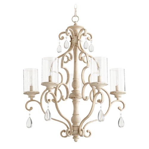 Quorum Lighting Seeded Glass Crystal Chandelier White by Quorum Lighting 6073-5-70