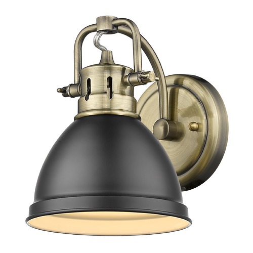 Golden Lighting Duncan Wall Sconce in Aged Brass & Matte Black by Golden Lighting 3602-BA1AB-BLK