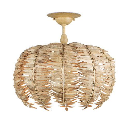 Currey and Company Tiptur Natural & Coco Cream LED Semi-Flushmount Light