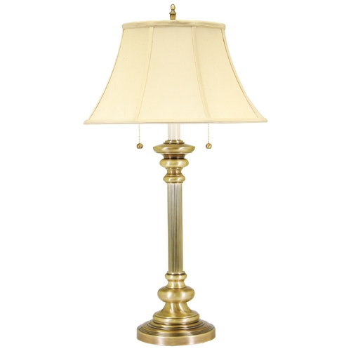 House of Troy Lighting Table Lamp with White Shades in Antique Brass Finish N651-AB