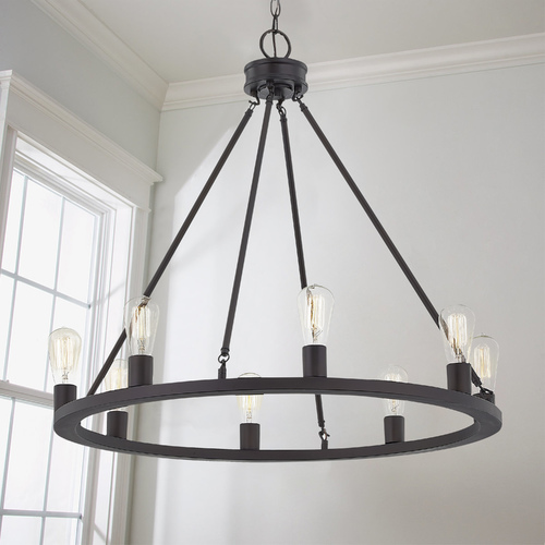 Bainbridge Industrial 30-Inch Chandelier in Bronze by Design Classics