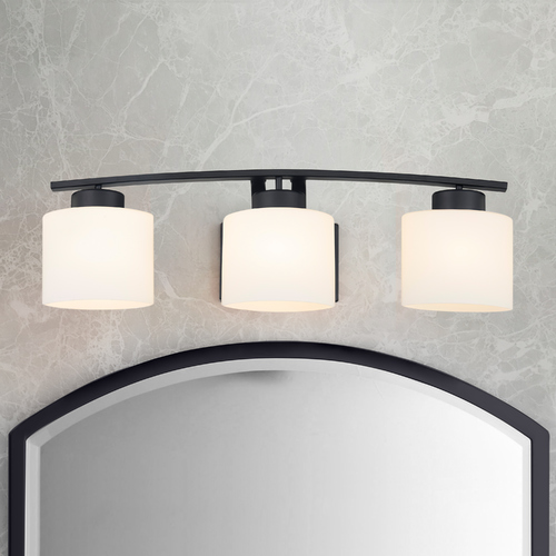 Design Classics Lighting Pearl 3-Light Vanity Light in Matte Black 1383-07