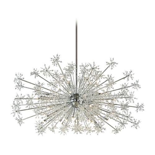 Elk Lighting Mid-Century Modern Crystal Pendant Cluster Light Chrome Snowburst by Elk Lighting 11897/30