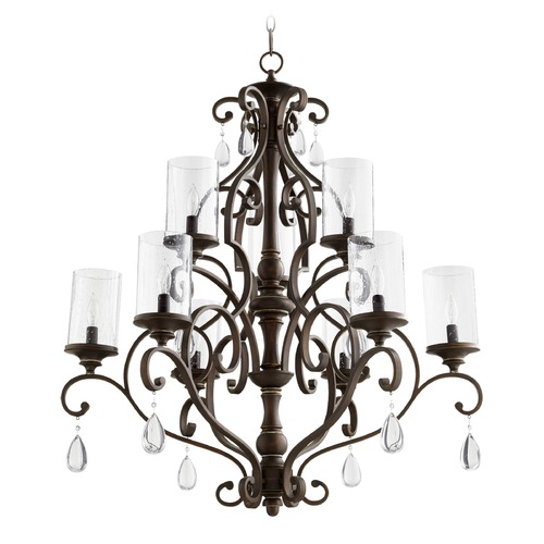 Quorum Lighting Seeded Glass Crystal Chandelier Copper by Quorum Lighting 6073-9-39