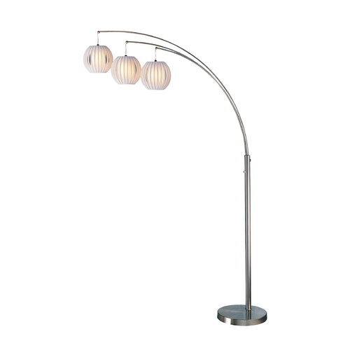 Modern Arc Lamp with White in Polished Steel by Lite Source Lighting