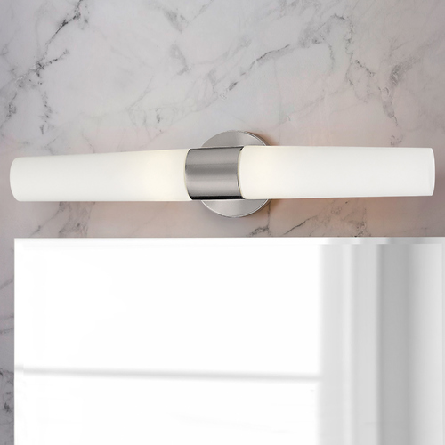 George Kovacs Lighting Modern Bathroom Light with White Glass in Brushed Nickel Finish P5042-084