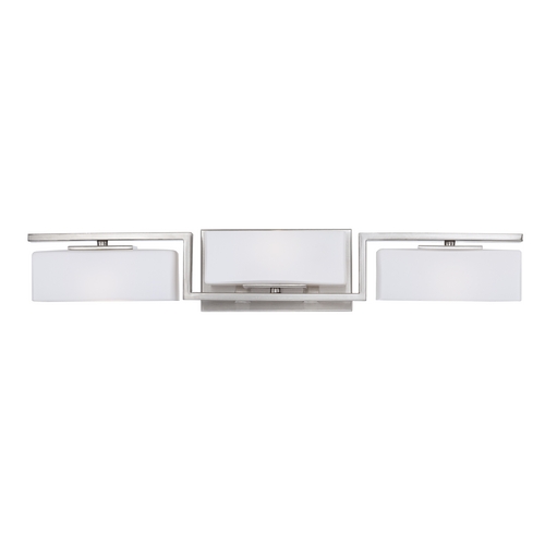 Designers Fountain Lighting Modern Bathroom Light with White Glass in Satin Platinum Finish 6713-SP