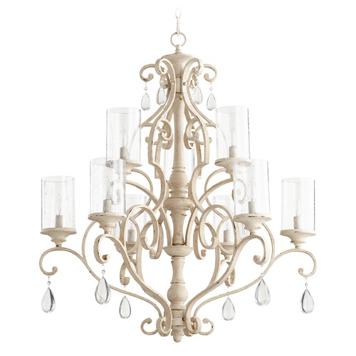 Quorum Lighting Seeded Glass Crystal Chandelier White by Quorum Lighting 6073-9-70