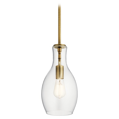 Kichler Lighting Everly 13.75-Inch High Natural Brass Pendant by Kichler Lighting 42456NBR