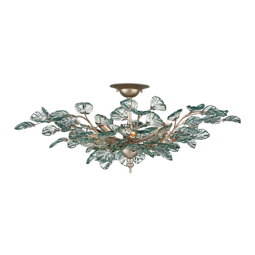 Currey and Company Baobab Contemporary Silver Leaf & Clear Semi-Flushmount Light