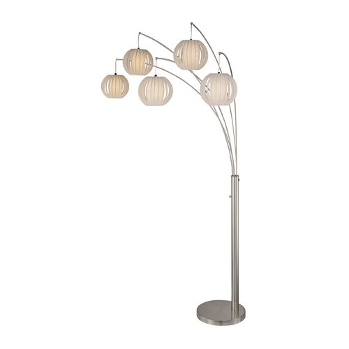 Modern Arc Lamp with White in Polished Steel by Lite Source Lighting