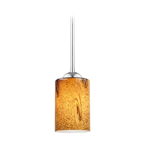 Modern Mini-Pendant Light with Brown Art Glass