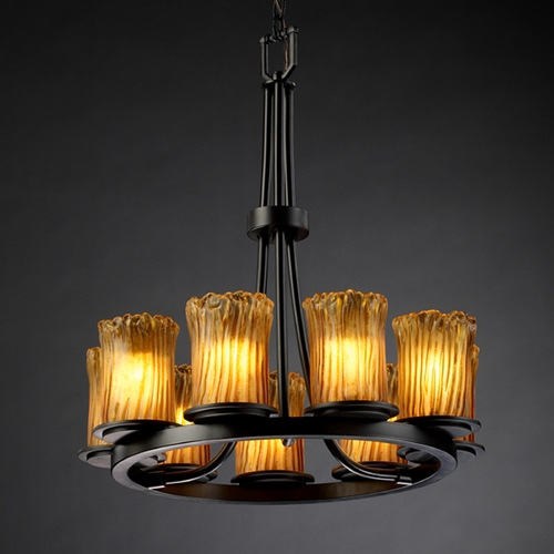 Justice Design Group Justice Design Group Veneto Luce Collection Matte Black Chandelier GLA-8766-16-AMBR-MBLK