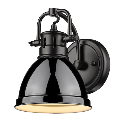 Golden Lighting Duncan Wall Sconce in Matte Black & Black by Golden Lighting 3602-BA1BLK-BK