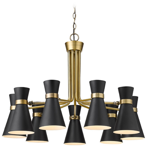 Z-Lite Soriano Matte Black & Heritage Brass Chandelier by Z-Lite 728-9MB-HBR