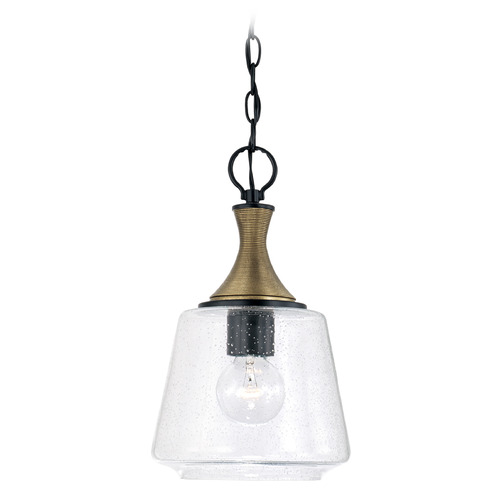 Capital Lighting Amara 9-Inch Mini Pendant in Matte Black & Brass by Capital Lighting 345611KB