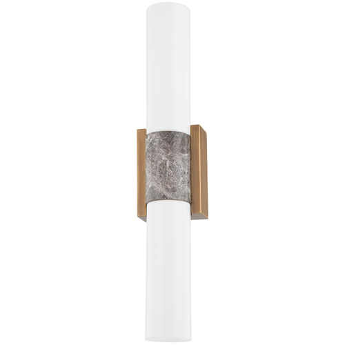 Troy Lighting Troy Lighting Fremont Patina Brass & Grey Marble Vertical Bathroom Light B5023-PBR
