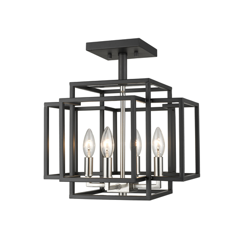 Z-Lite Titania Black & Brushed Nickel Semi-Flush Mount by Z-Lite 454SF-BK-BN