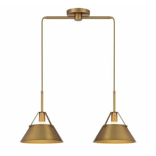 Meridian 2-Light Linear Chandelier in Natural Brass by Meridian M100107NB