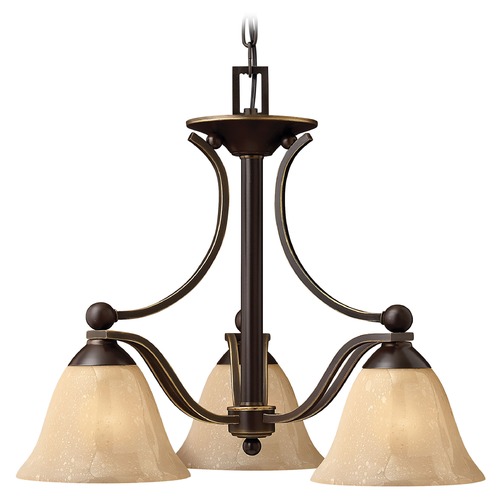 Hinkley Light Amber Seeded Glass Chandelier Bronze Hinkley 4653OB