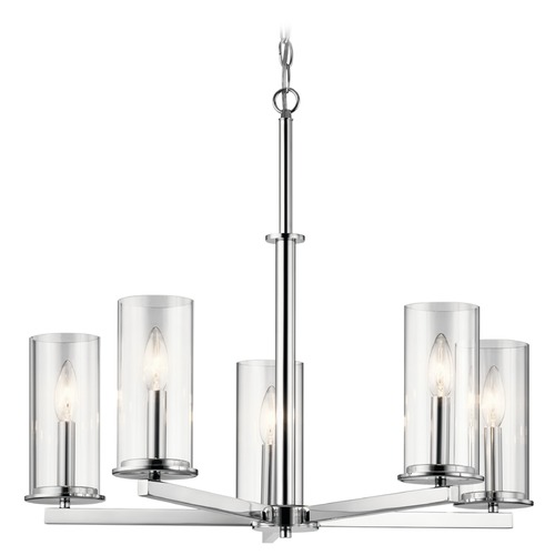 Kichler Lighting Crosby 5-Light Chandelier in Chrome with Clear Cylinder Glass 43999CH