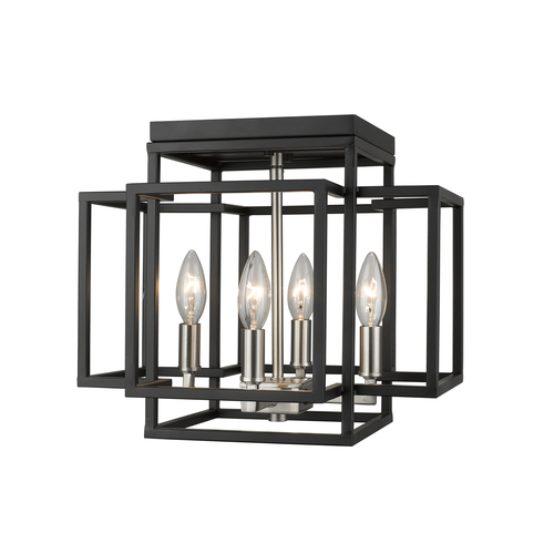 Titania Black & Brushed Nickel Flush Mount by Z-Lite