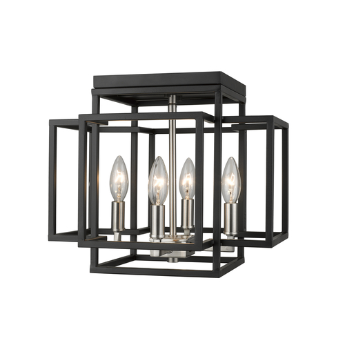 Z-Lite Titania Black & Brushed Nickel Flush Mount by Z-Lite 454F-BK-BN