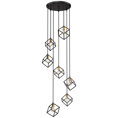 Z-Lite Vertical Bronze & Olde Brass Multi-Light Pendant by Z-Lite 478-7BRZ-OBR