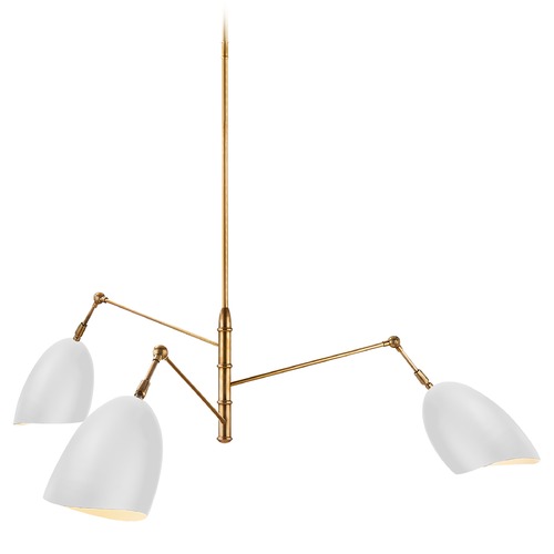 Visual Comfort Signature Collection Aerin Sommerard Medium Chandelier in Brass & White by Visual Comfort Signature ARN5008HABWHT