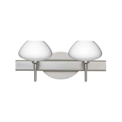 Modern Bathroom Light White Glass Satin Nickel by Besa Lighting