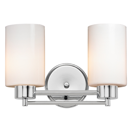 Design Classics Lighting Modern Bathroom Light with White Glass in Chrome Finish 702-26 GL1024C