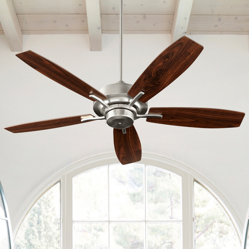 52-Inch Soho Satin Nickel Fan with Satin Nickel/Walnut Blades by Quorum Lighting